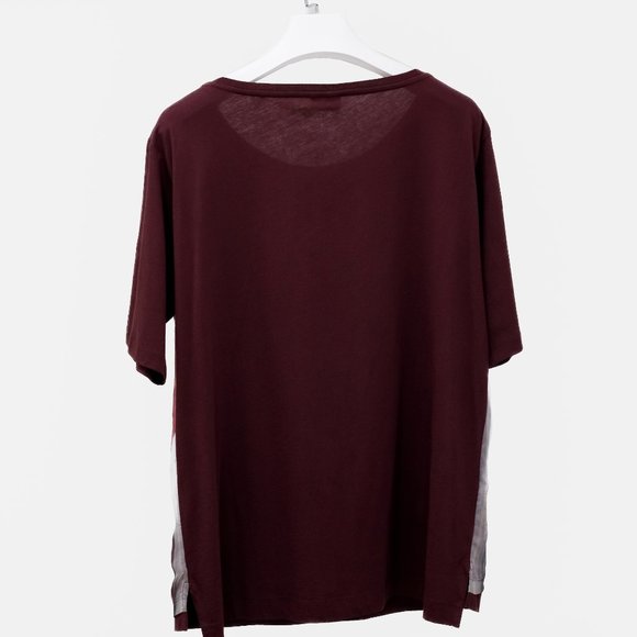 Dries Van Noten Burgundy Striped Silk Tee - Picture 2 of 7